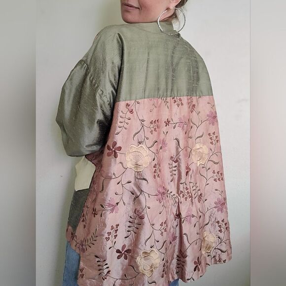 Hand Crafted Sage and Blush Grandmacore boho Blouse/ Jacket - Picture 11 of 12